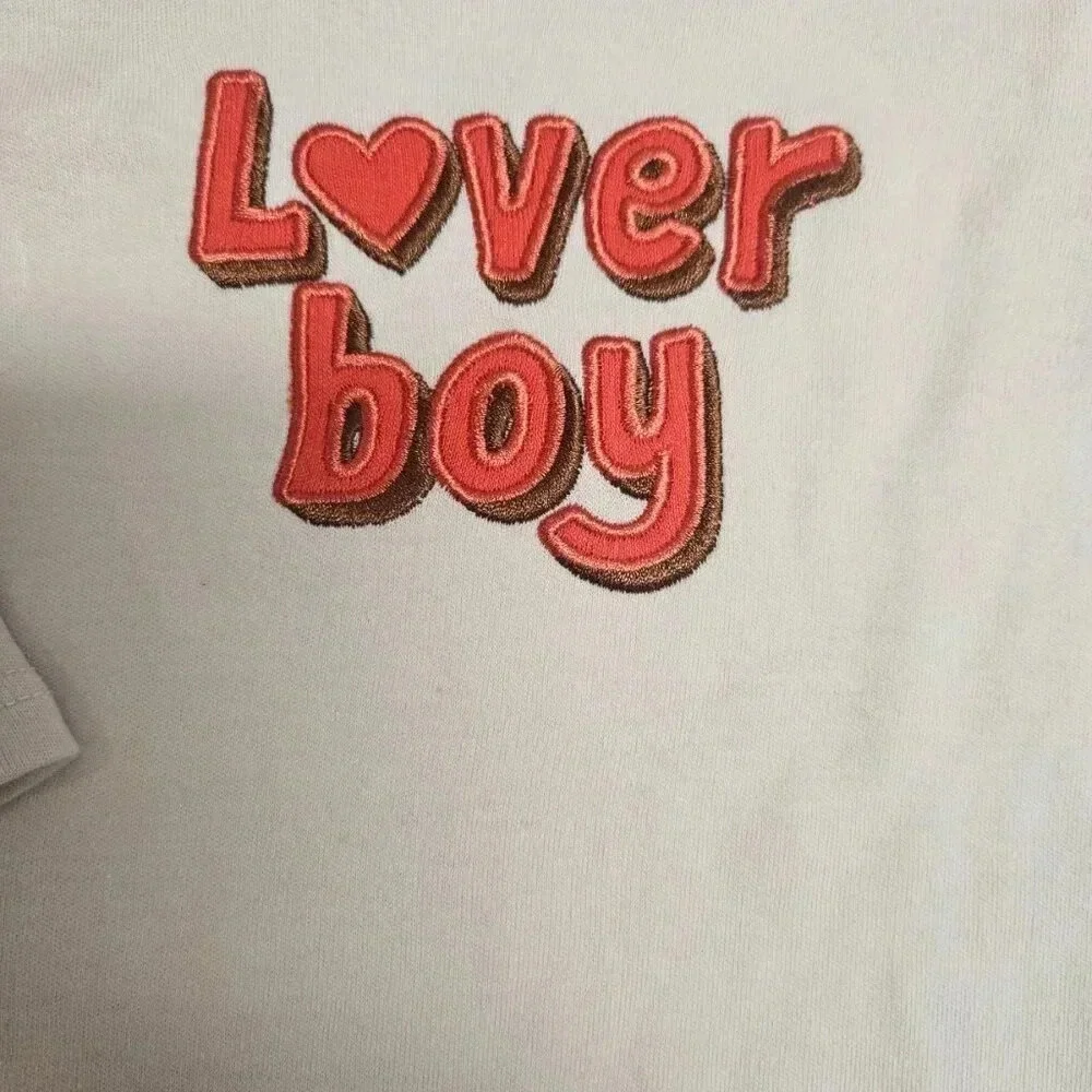 6-9m Baby Boys Beige and Brown LOVER BOY Bodysuit and Pants Set